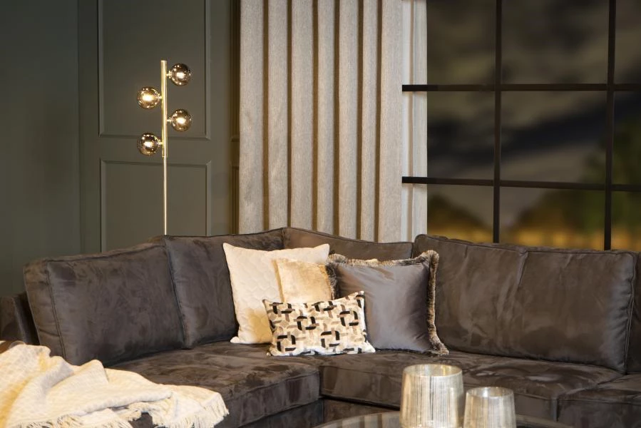 Lucide TYCHO - Floor lamp - 4xG9 - Matt Gold / Brass - atmosphere 2